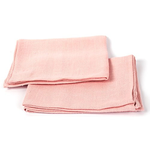 LinenMe Lara Hand Towels (Set of 2), 17 x 28, Peach