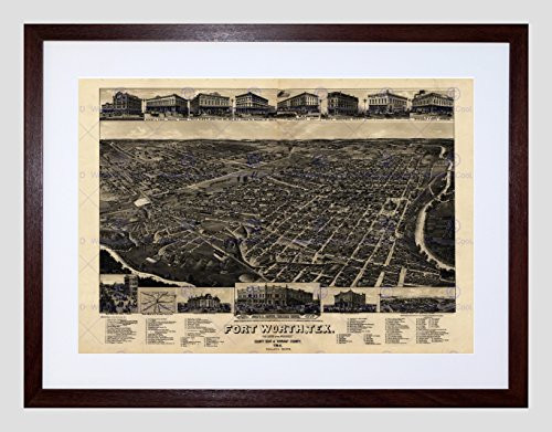 Wee Blue Coo MAP Fort Worth Texas 1886 Vintage Framed Art Print Poster F12X10072 Wee Blue Coo MAP Fort Worth Texas 1886 Vintage Framed Art Print Poster F12X10072