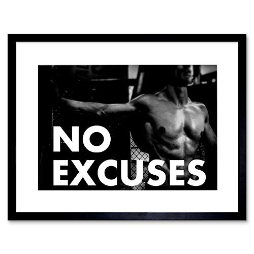 Wee Blue Coo Gym Motivational Quote No Excuses Framed Art Print 12X16 '' F12X12132