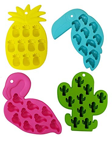 Candy Molds Silicone Chocolate Molds - Silicone Molds Including Cactus, Flamingo, Parrot, and Pineapple for Making Candy, Chocolate, Fruit Snack, or use as ice cube trays - Pack of 4