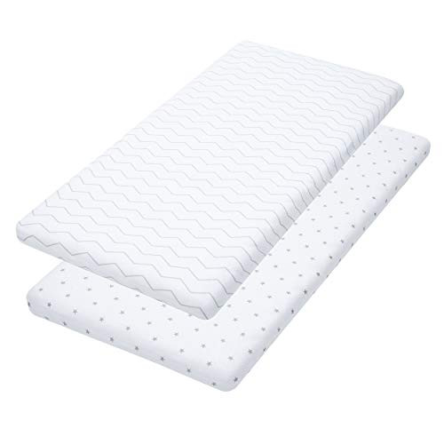 Leakproof Bassinet Sheets, 2 Pack Chevron & Stars Fitted Cotton Cradle Bedding