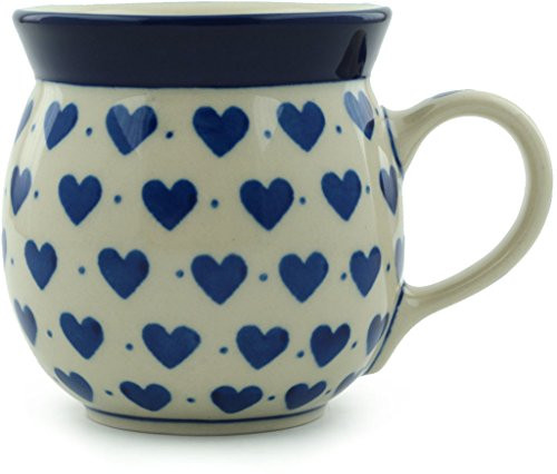 Polish Pottery Bubble Mug 8 oz made by Ceramika Artystyczna (Hearts Delight Theme)