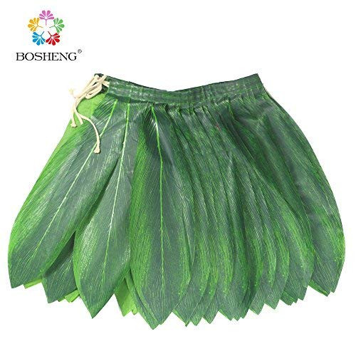 BOSHENG Ti Leaf Hula Skirt Luau Party Accessory Green Skirt Kids Size