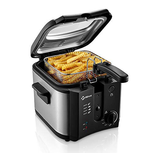 Electric Deep Fryer, M Minca 1500W Oil Fryer with 2.4 Liter Oil Capacity, Removable Cool Toch Basket, Adjustable Temperature Control