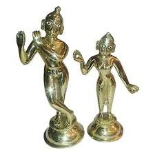 Asta Dhatu (8 Metals Made) Radha Krihna Idol/Radha Krishna-Radha Ballabh- Radha Raman- Bank Bihari Brass Idol- Vrindavan (8 cm)