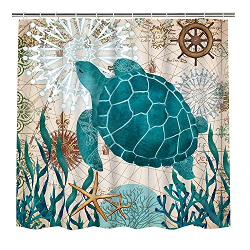 Bathroom Shower Curtain Sea Turtle Ocean Creature Landscape Shower Curtains Fabric Bathroom Curtain Durable Waterproof Bath Curtain Sets with 12 Hooks Bathroom Shower Curtain Sea Turtle Ocean Creature Landscape Shower Curtains Fabric Bathroom Curtain Durable Waterproof Bath Curtain Sets with 12 Hooks