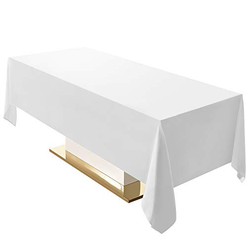 Surmente 60 x 102-Inch Tablecloth Rectangular Polyester Table Cloths for Weddings, Banquets, or Restaurants (White?2 Pack).