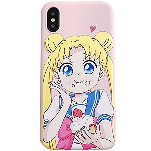 for iPhone Xs Max Case Cover, Japan Anime Cartoon Sailor Moon Case Cute Protective Silicone Soft Phone Case Back Cover for iPhone Xs Max XR 6S 7 8 Plus (for iPhone 7 Plus/8 Plus)