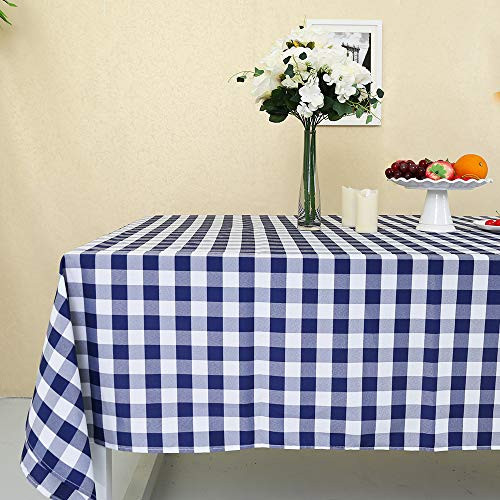 Zdada Navy Blue and White 54-inch x 54-Inch Check Table Cover Linen for Kitchen Camping Picnic Plaid Tablecloth
