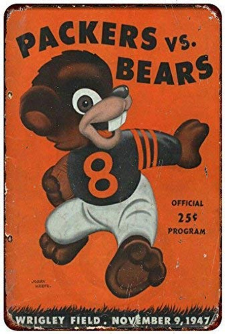 Joeaney New Tin Sign Aluminum Retro 1947 Green Bay Packers Vs Chicago Bears Vintage Metal Sign 8 X 12 Inch Joeaney New Tin Sign Aluminum Retro 1947 Green Bay Packers Vs Chicago Bears Vintage Metal Sign 8 X 12 Inch