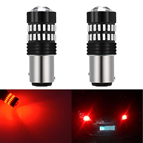 KaTur 2 X 1200 Lumens Super Bright 1157 BAY15D 2057 2357 7528 LED Bulbs 4014 48-EX Chipsets with Projector for Tail Lights Brake Lights Turn Signal Lights, Brilliant Red 9-30V