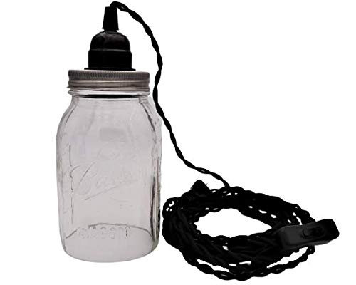 Mason Jar Lifestyle Pendant Light Kit with Open Bottom Regular Mouth Ball Quart Jar