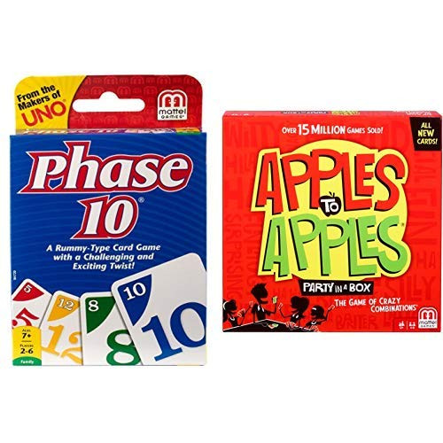 Phase 10 Card Game AND Mattel Apples to Apples Party in a Box Game