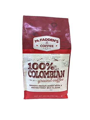 McFadden's 100% Colombian, 28 Ounce Ground Coffee, Smooth Light Medium Roast with a Distinctively Rich Flavor