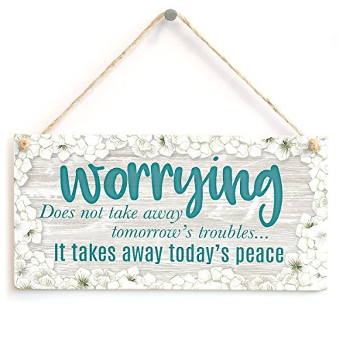 Meijiafei Worrying Does not take Away Tomorrows Troubles It Takes Away Todays Peace - Beautiful Uplifting Motivational Saying Great Small Gift Idea 10" X 5"