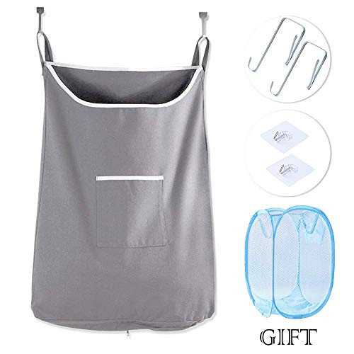 MEILE Hanging Laundry Hamper Bag Space Saving Wall with Stainless Steel Hooks Dirty Clothes Bag Large Storage Folding Basket Large Capacity Storage College, Closet, Behind Doors?Style 2? MEILE Hanging Laundry Hamper Bag Space Saving Wall with Stainless Steel Hooks Dirty Clothes Bag Large Storage Folding Basket Large Capacity Storage College, Closet, Behind Doors?Style 2?