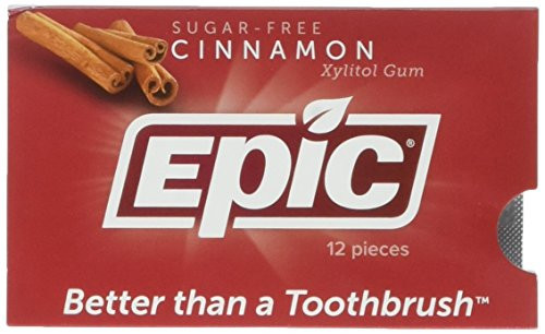 Epic Dental 100% Xylitol Sugar-Free Gum, Cinnamon, 12 Count (Pack of 12)