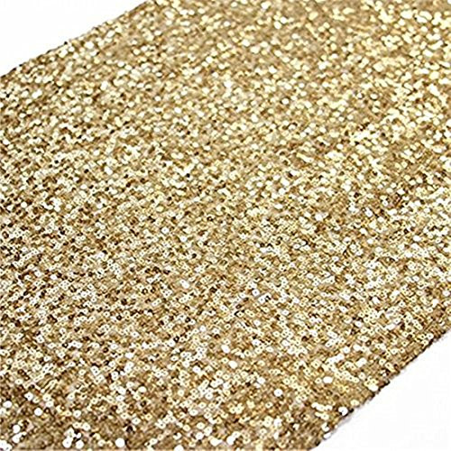 TRLYC 12x 120 Inch Sparkly Gold Sequin Table Runner,Sequin Tablerunner Gold