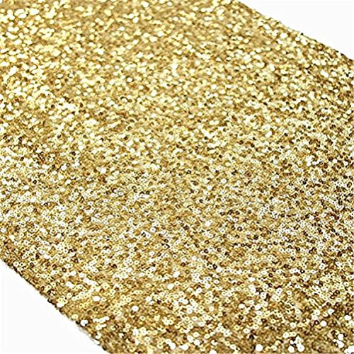TRLYC 6 Pieces 12 by 108-Inch Wedding Gold Sequin Table Runner, Gold