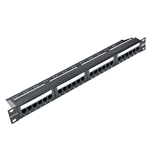 1U 24 Ports Cat6 Unshielded Wallmount or Rackmount Patch Panel UTP Ethernet Patch Panel with Anti-dust Cap Keystone Jack Patch Panel