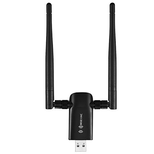 Wireless USB WiFi Adapter dongle - 802.11AC 1200Mbps Dual 5Dbi Antennas 5G/2.4G WiFi USB for PC Desktop Laptop MAC Windows 10/8/8.1/7/Vista/XP, Mac10.6-10.13 WiFi USB Computer Network Adapters