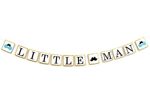 OneParty Little Man Banner with Mustache and Bow Tie, Boy Baby Shower Banner. Boy 1st Birthday Banner.