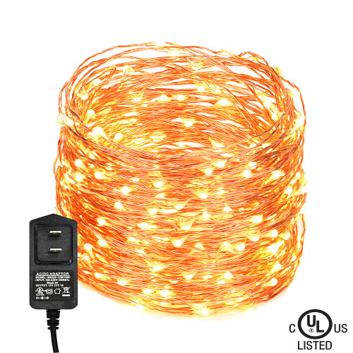 LED String Lights 99ft 300 LEDs Fairy String Lights for Bedroom, Patio, Indoor/Outdoor Waterproof Copper Lights for Birthday, Wedding, Party Starry lights UL Listed Warm White (99ft ac plug)
