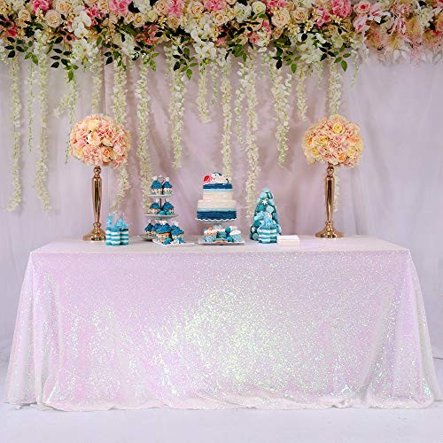 BalsaCircle TRLYC 60 x 102-Inch Rectangular Sequin Tablecloth Iridescent for Wedding Party Christmas Day-Iridescent