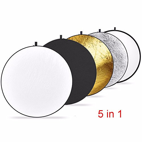 Vander 43"/110cm Round Light Reflector 5-in-1 Collapsible Multi-Disc Light with Bag - Translucent, Silver, Gold, White and Black for Studio or any Photography Studio Photo Camera Vander 43"/110cm Round Light Reflector 5-in-1 Collapsible Multi-Disc Light with Bag - Translucent, Silver, Gold, White and Black for Studio or any Photography Studio Photo Camera