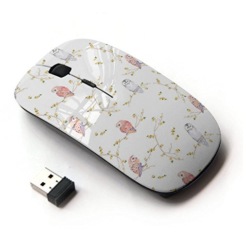 KOOLmouse [ Optical 2.4G Wireless Mouse ] [ Owl Branch White Pink Blue Pattern ]