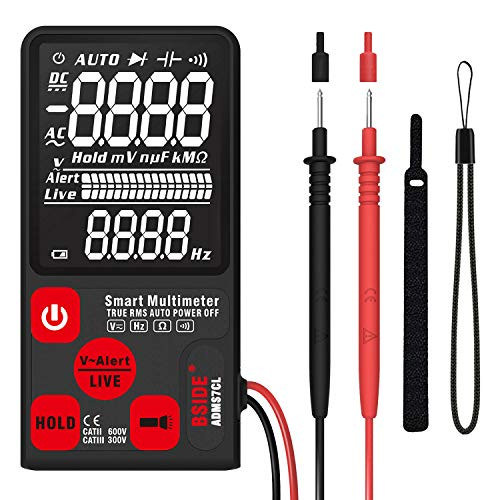 Bside EBTN LCD Voltmeter 3.5" Screen Multimeter True RMS Auto Ranging 6000 Counts Digital Voltage Meter with Ohm Volt Continuity Hz Tester