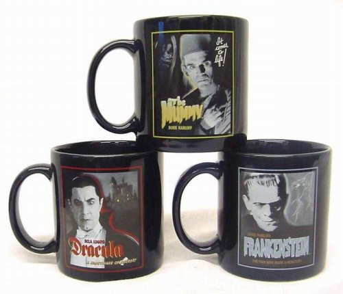 SET of 3 Universal Monster Mugs, Dracula, Mummy and Frankenstein