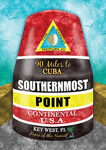 Toland Home Garden Southernmost Point Buoy 28 x 40 Inch Decorative Regional Key West Florida House Flag