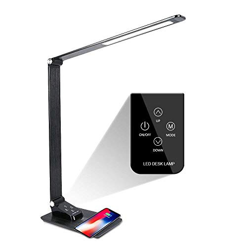 Dimmable LED Desk Lamp, with Wireless Charging&USB Charging Port,Touch Control,Table lamp with 3 Modes and5 Brightness Levels for Bedroom/Bedside/Office/Study/Working/Reading Book Dimmable LED Desk Lamp, with Wireless Charging&USB Charging Port,Touch Control,Table lamp with 3 Modes and5 Brightness Levels for Bedroom/Bedside/Office/Study/Working/Reading Book