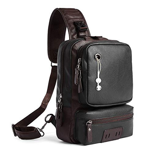 Outdoor Sling Bag, Crossbody Backpack for Women & Men Retro Messenger Bag Leather Shoulder Backpack Travel Rucksack 9009