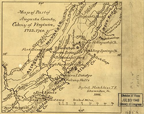 Map: 1886 of Part of Augusta County, Colony of Virginia, 1755-1760|Augusta County|Augusta County|Virginia