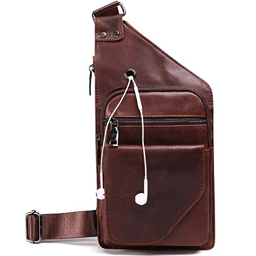 JOYIR Genuine Leather Sling Bag Crossbody Shoulder Chest Back Pack Anti Theft Travel Bags Daypack for Men