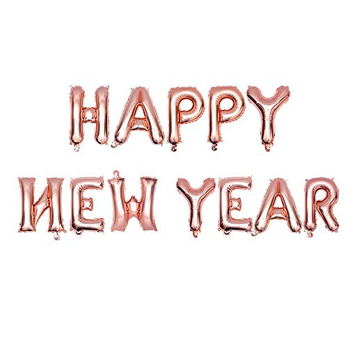 MAGQOO 16 Happy New Year Foil Ballloons New Year Party Supplies Home Decorations (Rose)