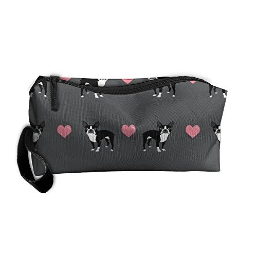 Styleforyou Travel Makeup Grey Boston Terrier Love Hearts Cosmetic Pouch Makeup Travel Bag Purse Holiday Gift For Women Or Girls