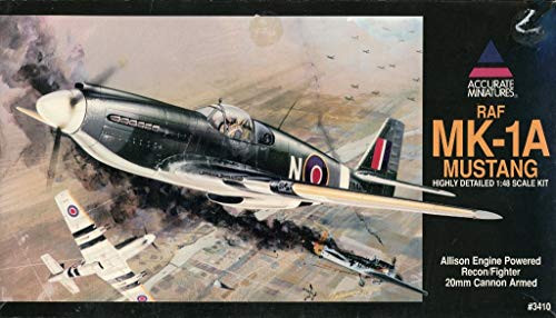 Accurate Miniatures 1:48 RAF MK-1A Mustang 20mm Recon Fighter Plastic Kit #3410 Accurate Miniatures 1:48 RAF MK-1A Mustang 20mm Recon Fighter Plastic Kit #3410
