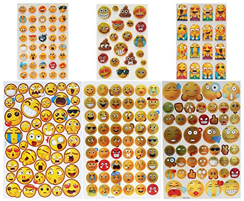 Set of 9 Sheets of Emoji Stickers! 3D Bubbled Emoji Stickers and Reflective Emoji Stickers! Trendy Colorful Designs! Large and Small Emoji Stickers for Decorations, Gifts and More! (Pack of 9 Sheets)