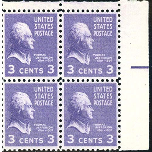 Thomas Jefferson Set of 4-3 Cent US Postage Stamps New US# 807