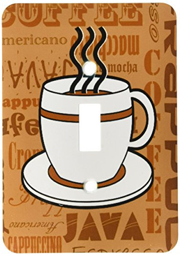 3dRose lsp_58641_1 Coffee Lover Gift Coffee Words Print Brown Light Switch Cover