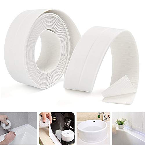 Bathroom Caulk Strip Adhesive Shower Caulk Strips Waterproof Bath Sealing Tape Strip, caulking Tape Anti-Mildew Tub Sealer Decorative Trim 1-1/2" x 11' White