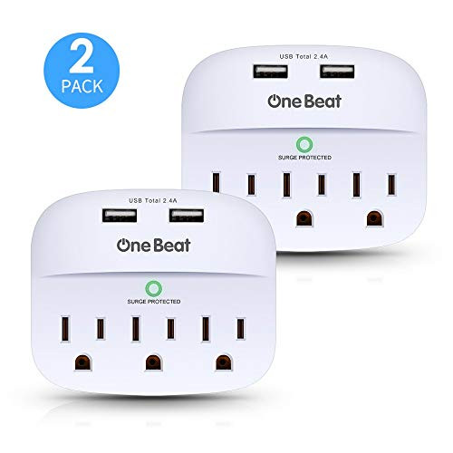 Surge Protector Power Strip Multi Plug Wall Adapter Outlet Extender with 3 Outlets & 2 USB Charging Ports, 490 Joules, ETL Certified - White (2 Pack) Surge Protector Power Strip Multi Plug Wall Adapter Outlet Extender with 3 Outlets & 2 USB Charging Ports, 490 Joules, ETL Certified - White (2 Pack)