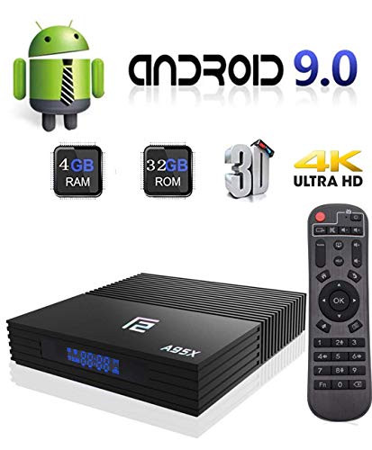 Android TV Box 9.0, Amlogic S905X2 Smart Box 4GB RAM 32GB ROM Quad-core Cortex-A53 2.4/5G WiFi Support HDMI 2.1/ 3D 4K HDR with Bluetooth 4.2,USB 3.0 Android Box
