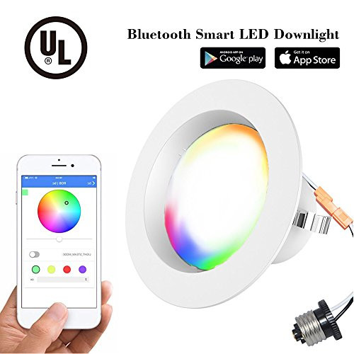 iLintek 4 Inch Dimmable Led Downlight Retrofit Recessed Lighting Bluetooth Smart Downlight 9W(65 Equivalent) 810lm Ceiling Light 2700k