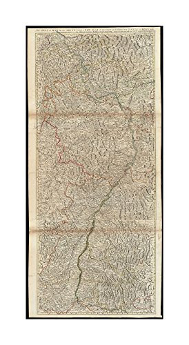 1725 Map Germany|Rhine (River) The seat of war on The Rhine Being a New of The Course of That River|Vintage Fine Art Reproduction|Ready to Frame