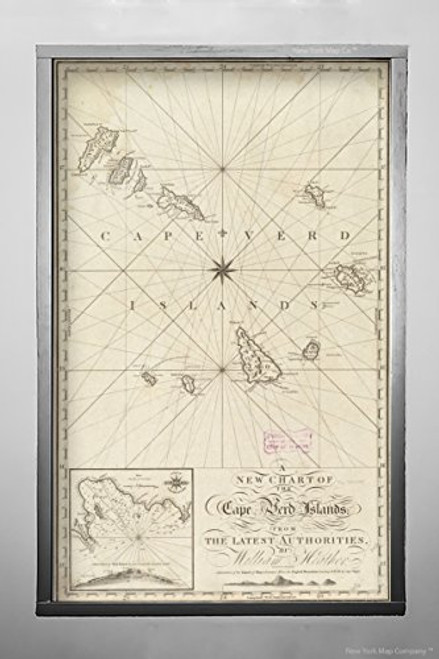 1805 Map Cape Verde A New Chart of The Cape Verd Islands, from The Latest Authorities Relief Shown p|Vintage Fine Art Reproduction|Ready to Frame 1805 Map Cape Verde A New Chart of The Cape Verd Islands, from The Latest Authorities Relief Shown p|Vintage Fine Art Reproduction|Ready to Frame