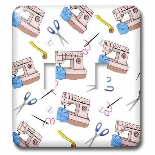 3dRose lsp_204411_2 Print of Adorable Sewing Repeat Pattern - Double Toggle Switch
